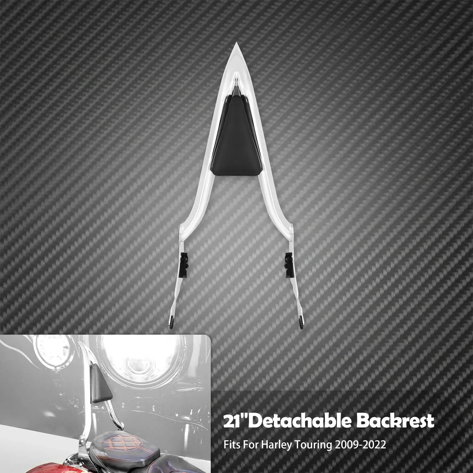 

Мотоциклетная 21-дюймовая хромированная спинка заднего пассажирского сисси-бара для Harley Touring CVO Road King FLHR Electra Street Glide 2009-2025