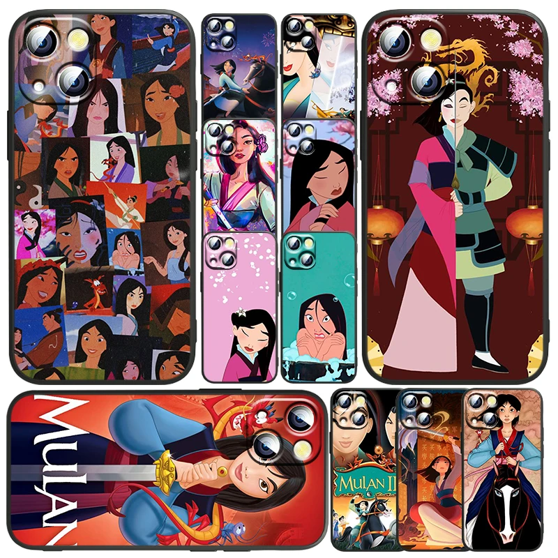 

Cartoon Animation Mulan Phone Case For Apple iPhone 14 13 12 11 SE XS XR X 7 8 6 mini Plus Pro MAX Soft Funda Black Cover