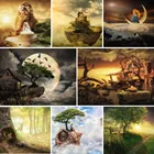 Алмазная 5D живопись сделай сам, Набор для вышивки абстрактным ландшафтом, полная выкладка, сказка, Набор для вышивки крестиком, мозаика по лесу