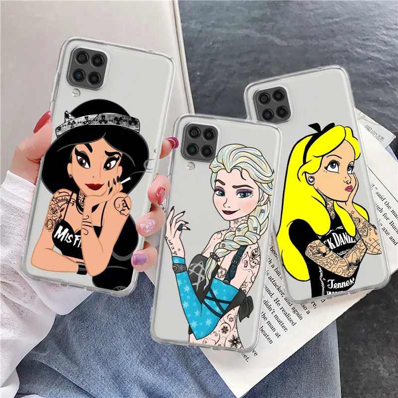 

Clear Case For Samsung Galaxy A52 A12 A51 A32 A21s A71 A32 A22 50 A70 A31 A72 5G Phone Cover Tattoo Girl Princess