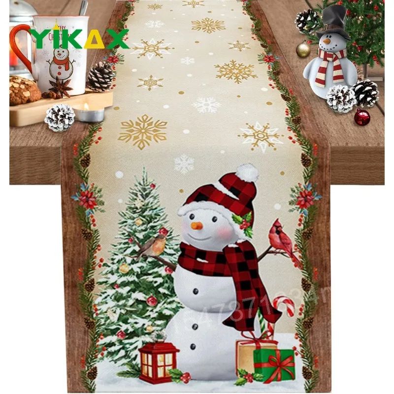 

Christmas Snowman Snowflake Decoration Table Runner Wedding Party Decoration Tablecloth Dining Table Living Room Table Runner