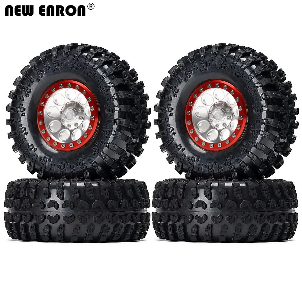 

NEW ENRON Red Alloy 2.2" Beadlock Wheels Rim & Rubber Tires for 1/10 RC Car Traxxas TRX-4 Wraith YETI 90026 Axial SCX10 II 90046