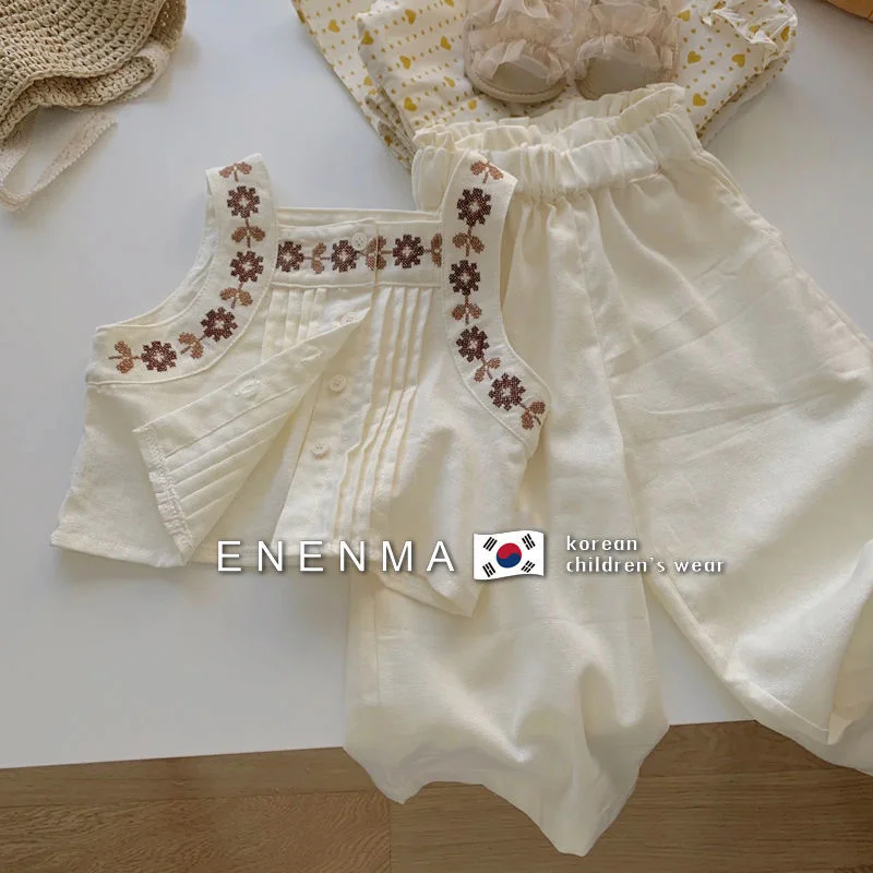 

Summer Little Girls Children Clothing Set Two 2 Piece Set Sleeveless Top+pants Baby Clothes Kids Birthday Outfits For Women