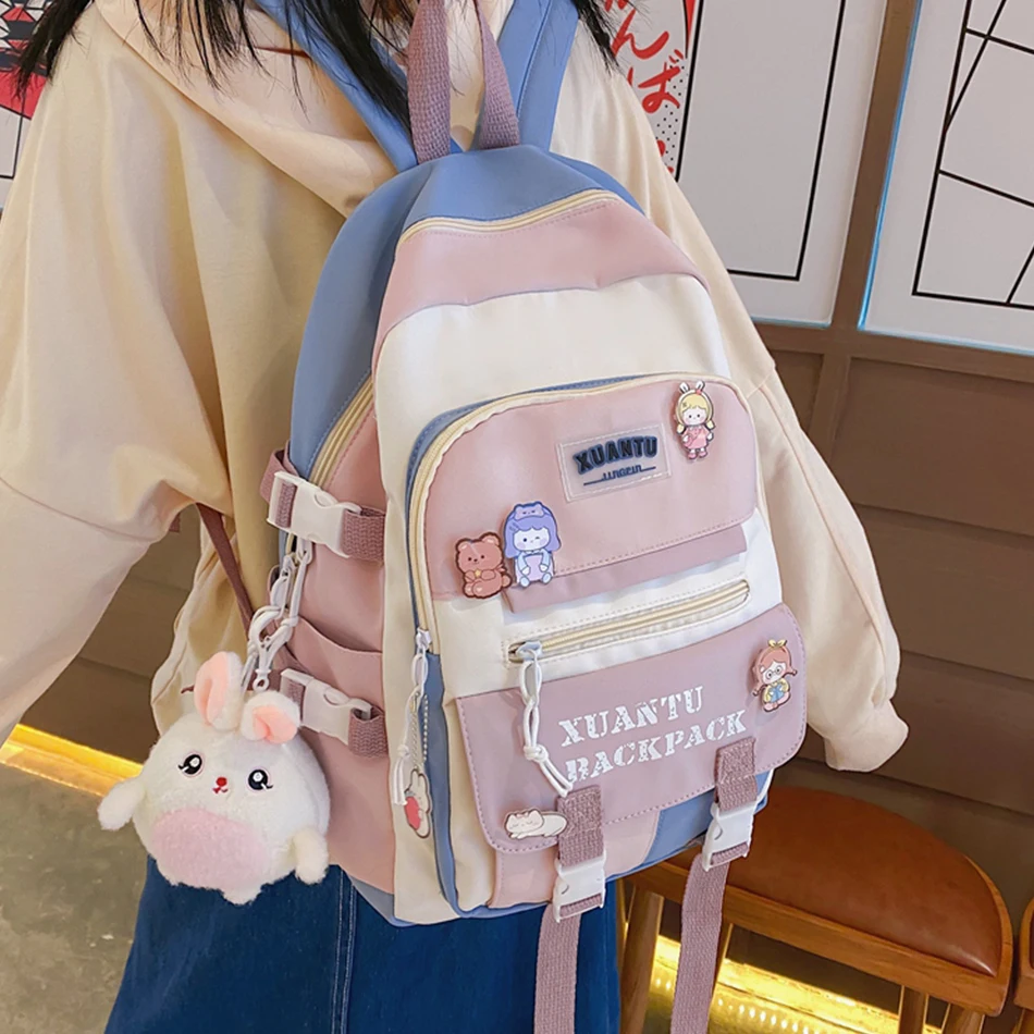 

2022 Preppy Nylon Backpack Purses for Teenage Girls Women Large Rucksack New Student Book Bag Satchel School Supplies Mochila