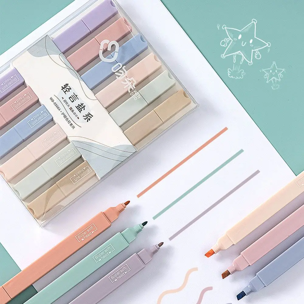 

Stationery Midline Pastel Candy Color Manga Markers Pens Double Tip Highlighter