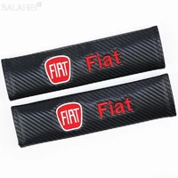 2pcs carbon fiber leather car seat belt cover shoulder protection pad for fiat ducato panda tipo bravo punto linea croma 500 595