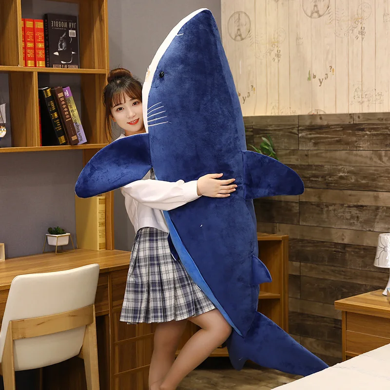 Juguetes de peluche gigantes Megalodon Shark Kpop para niñas, almohada de relleno grande y suave, cojín Kawaii, regalos del Día de San Valentín para niños
