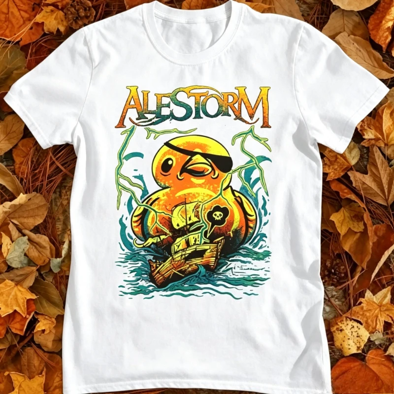 Фото Футболки с графическим принтом: Новая популярная модель Alestorm для фанатов, хлопковая белая футболка, все размеры, CG24, с длинным или коротким рукавом, оверсайз. №4
