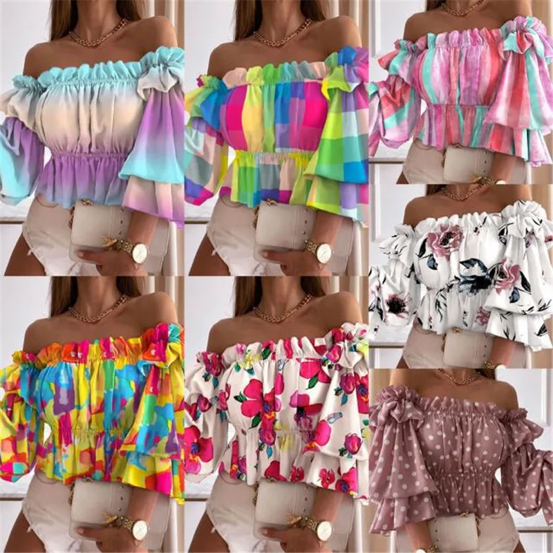 

Women's chiffon blouse 2022 new summer women's sexy sweet long-sleeved shirt with waist chiffon commuter top