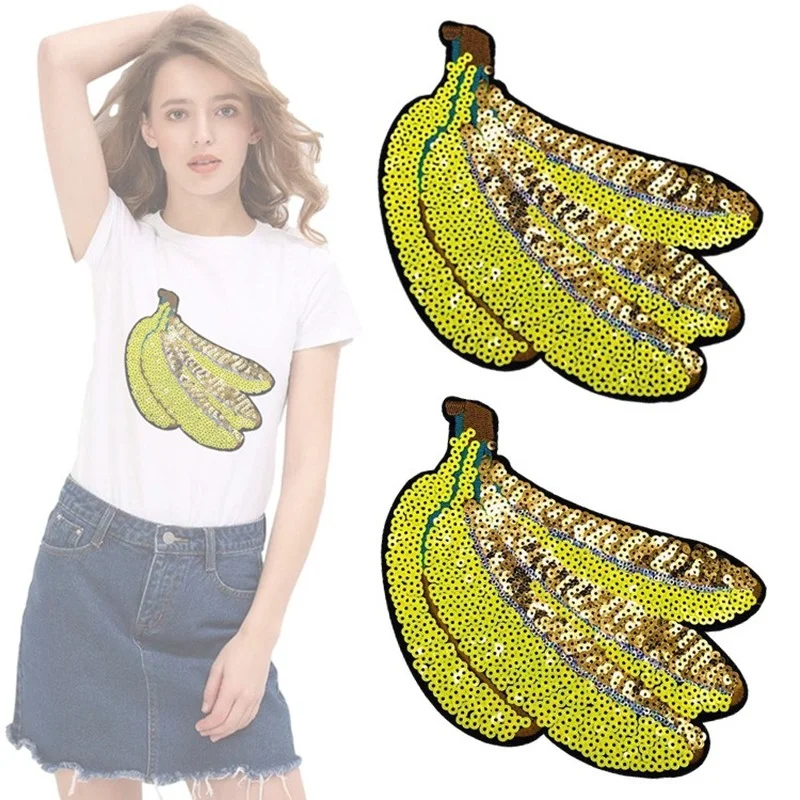 

10pcs/lot Luxury Large Embroidery Patch Sequin Banana Tropical Fruit Clothing Decoration Sewing Accessories Craft Diy Applique