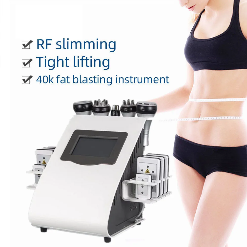 

6 In 1 Ultrasound RF Lipo Laser Pads 40K Ultrasonic Cavitation Weight Loss Body Slimming Machine Vacuum Cavitation System