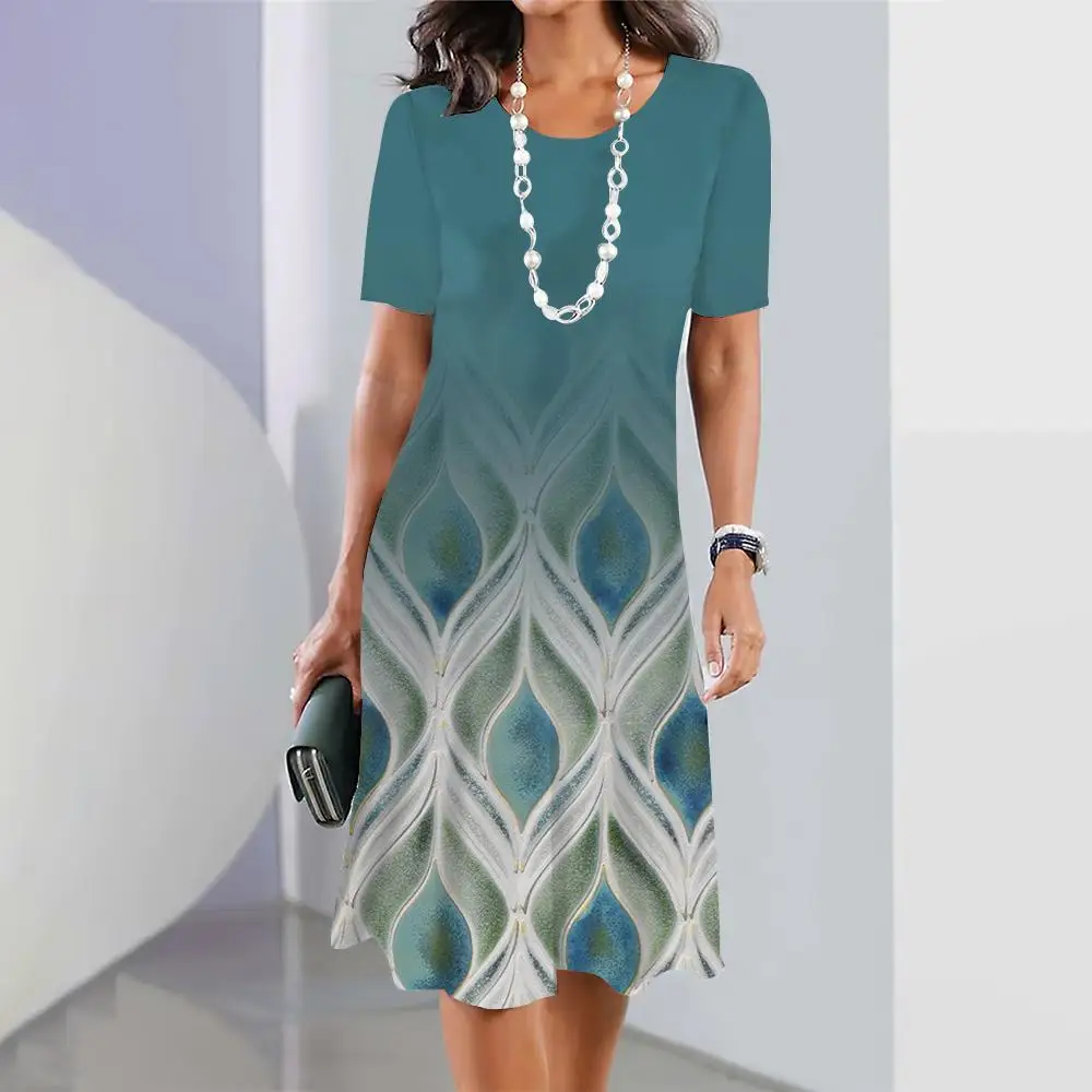 Женские платья летние элегантные 2024 Модные свободные богемные юбки с круглым