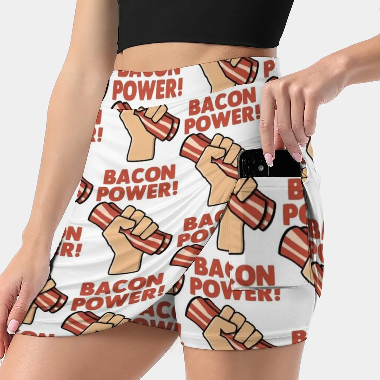 

Bacon Power Women's skirt With Hide Pocket Tennis Skirt Golf Skirts Badminton Skirts Running skirts Bacon Power Pork Streaky