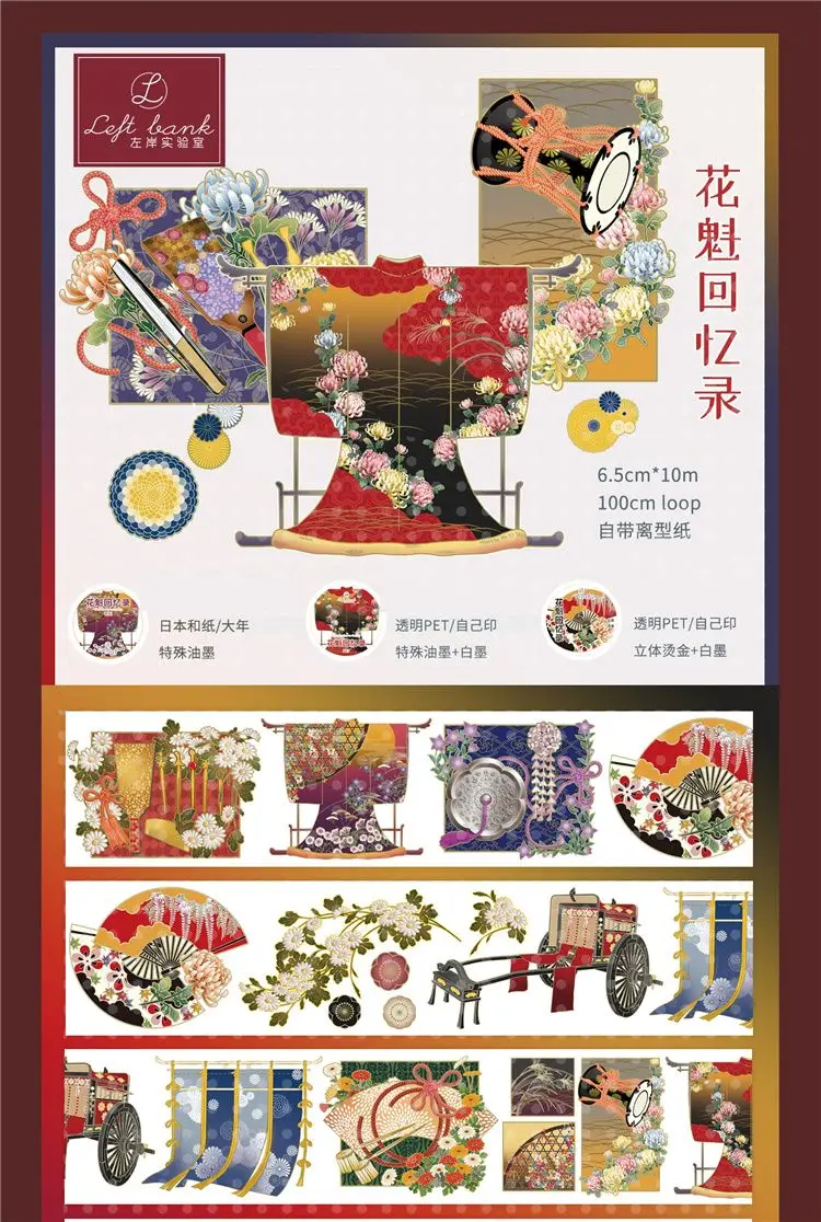 

10 Meter Japan Style The Most Beautiful Flowers Bronzing PET Tape Unsurpassed Beauty