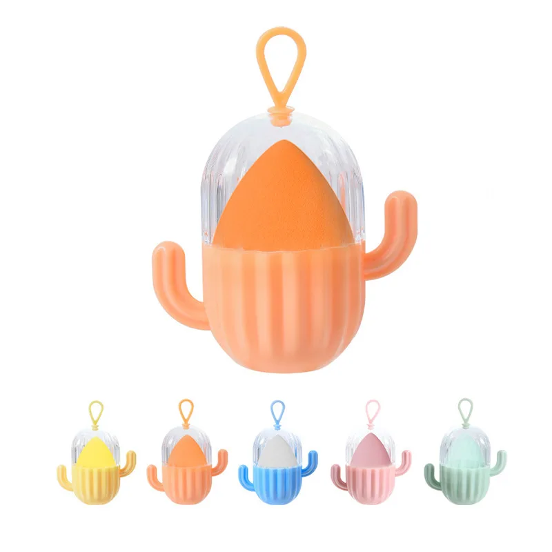 

1pc Cute Cactus Makeup Egg Storage Box Set Powder Puff Water Big Cosmetic Supplies Makeup Sponge Cosmetics Accessories