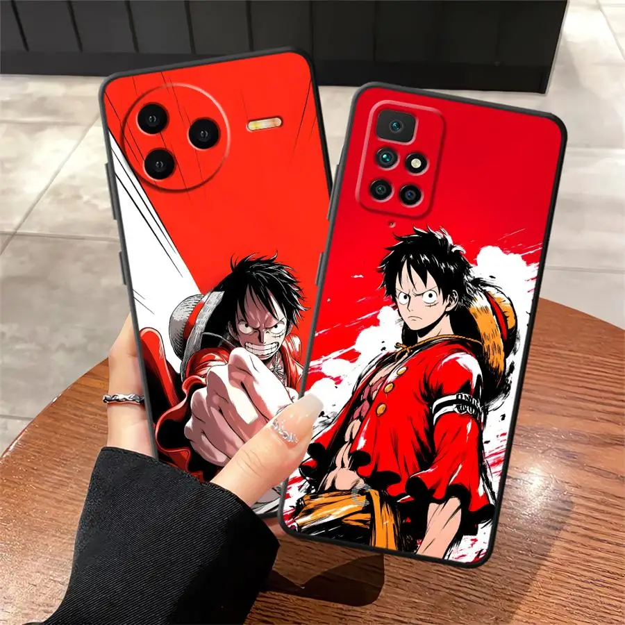 Фото Чехол для телефона Funda для Xiaomi Redmi A1 A2 Plus 12C 9A 9C K60 A5 12 K40 K50 Gaming 13C 10 9T Anime Red Luffy №1