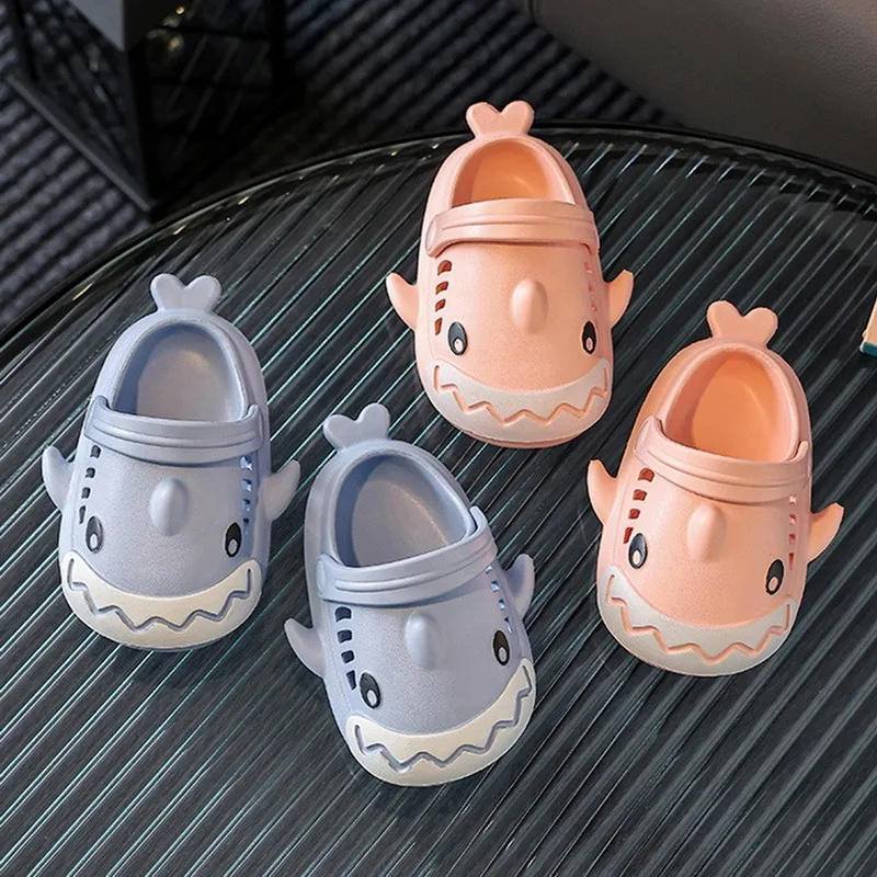 Симпатичные сабо для детей Kawaii Shark мультфильм дешевые сандалии мальчиков девочек