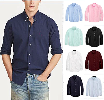 

D2105 Homme Small Horse High Quality100% Cotton Shirt Male Long Sleeve Dress Shirts Casual Fashion Hombre Sleeve Style