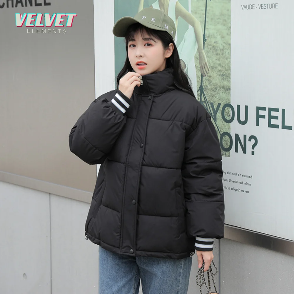 Women's Autumn Lightweight Padded Jackets Female Solid Color Short Cotton Coats Casual Pockets Zipper Winter Down Cotton Jackets