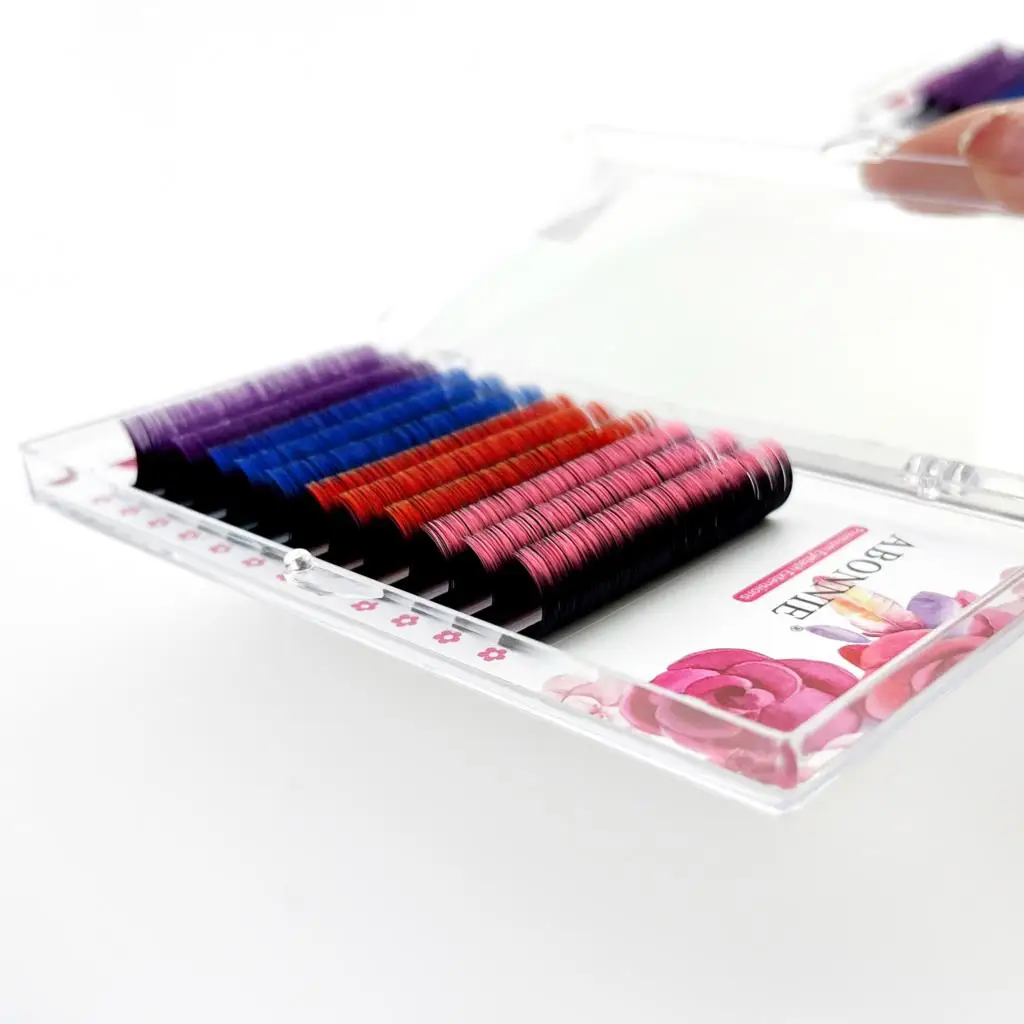 Цветные кашемировые ресницы Abonnie Omber легкие накладные мягкие шелковые для