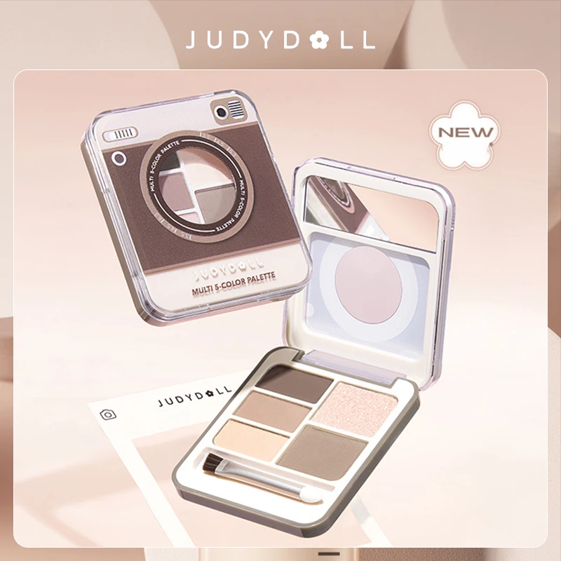 Judydoll All-in-one Multi 5 Color Palette Eyeshadow Blush Highlighter Trimming Brow Eye Portable Natural Makeup Cosmetics
