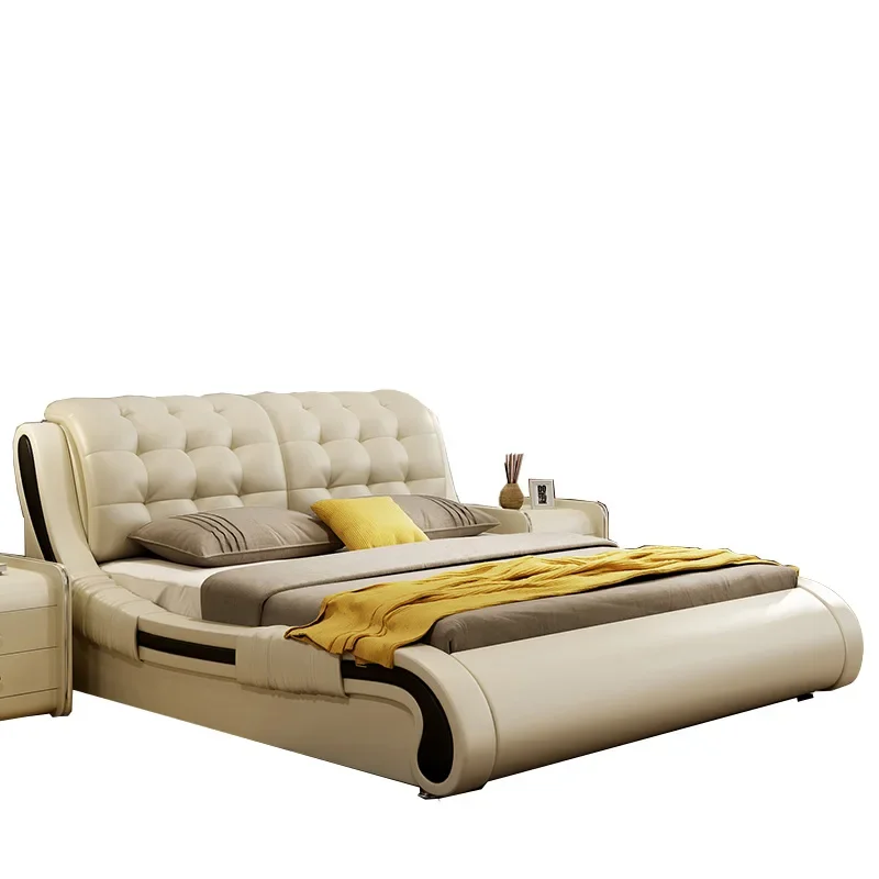 Европейский двуспальный комплект мебели размера king-size современная кожаная