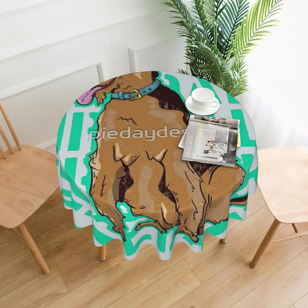 

Airedale Terrier Tablecloth 60in Round 152cm Wrinkle Resistant Decorative Border Indoor/Outdoor