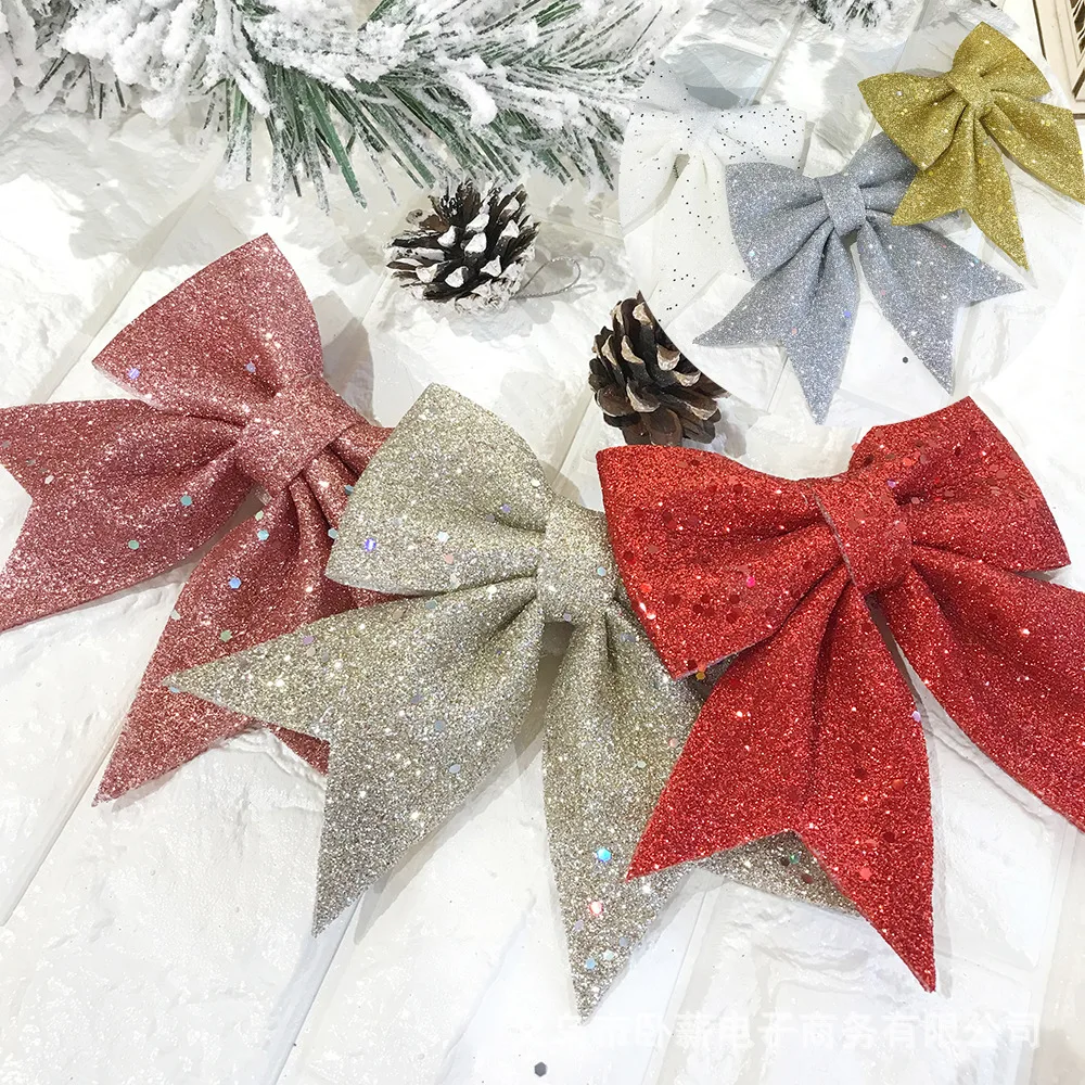 

6 Colors Glitter Large Bows Christmas Tree Bowknot Ornament Gift Present Home Garden Wedding New Year Party Xmas Decoration 2022