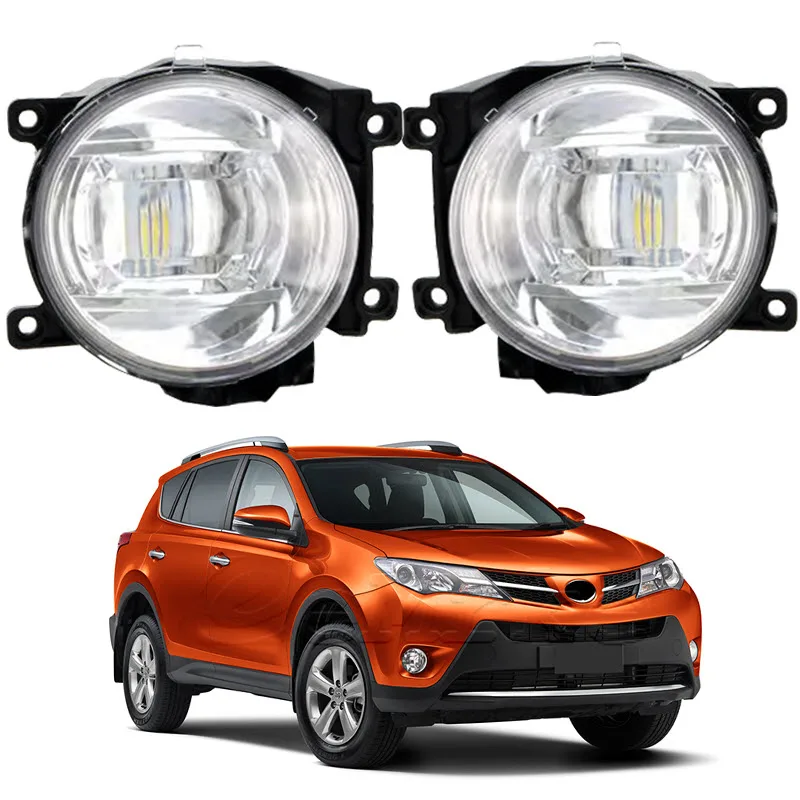 

2 улучшенных фонаря в сборе, противотуманные фары для Toyota RAV4 XA40 2013 2014 2015, Автомобильные противотуманные фары PTF с прозрачными линзами, дневные ходовые фонари
