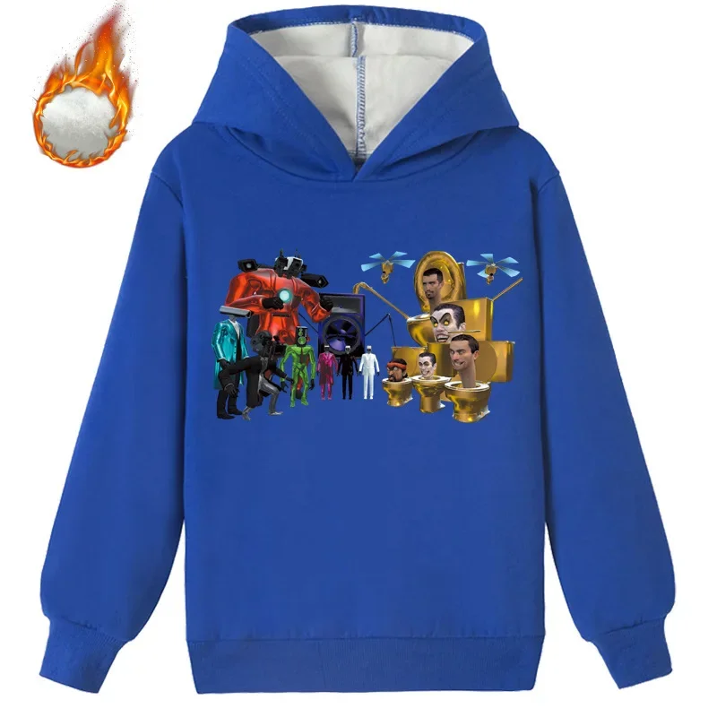 

2023 Children's Clothing Monitor Toilet Man Printed Casual Velvet Sweatshirt Men's and Women's Clothing