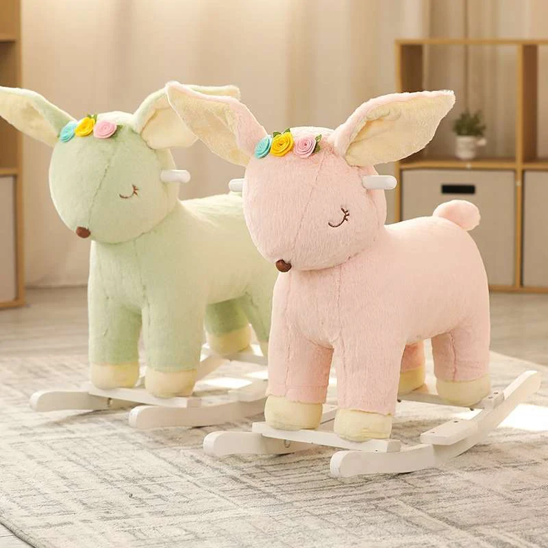 

Wood Children Deerlet Shake Horses Baby Rocking Chair Plush Toy Birthday Presents For Boys And Girls Kid Cartoon Creative Gift