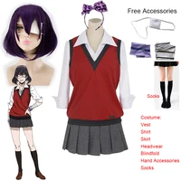 ikishima midari cosplay costume kakegurui compulsive gambler wigs free accessories jk uniform schoolgirl anime school suit 2022