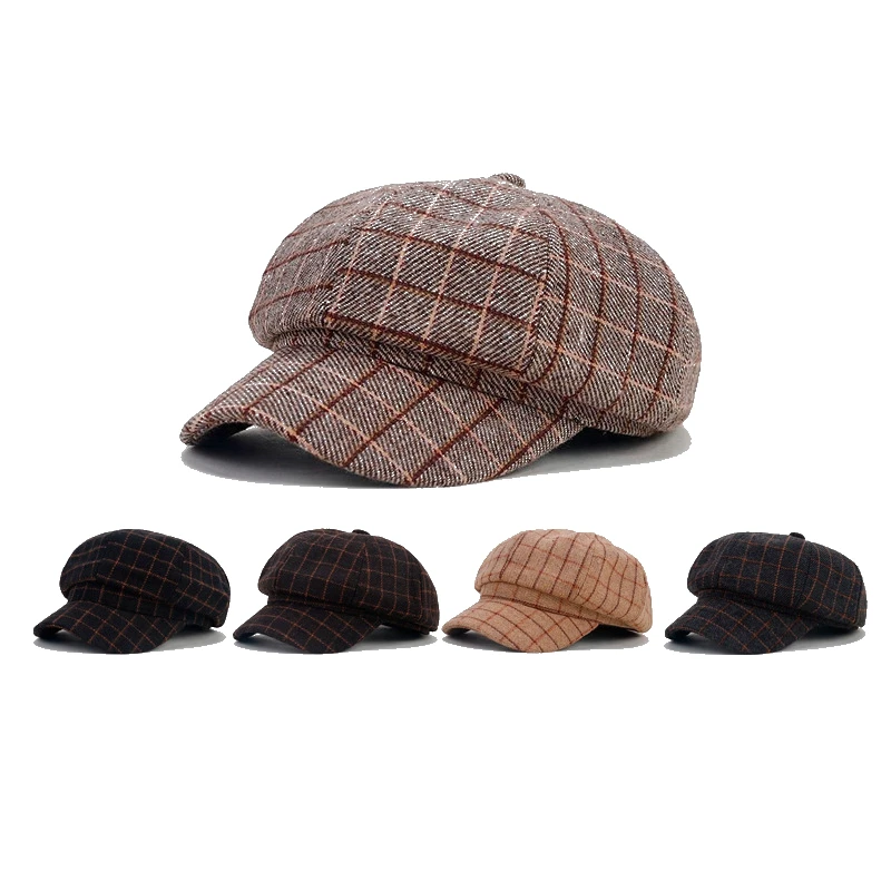 

Stripe Outdoor Shade Korean Version Women Peaked Cap Spring Autumn Sun Protection Unisex Newsboy Hat Beret