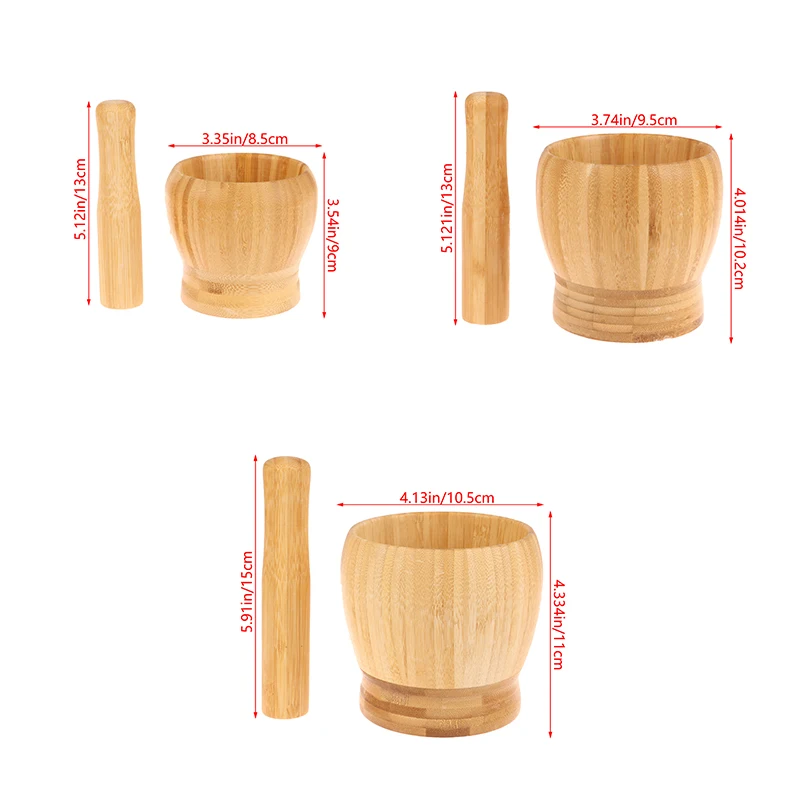 Бамбуковый набор ступка и пестик измельчитель чеснока трав специй перца