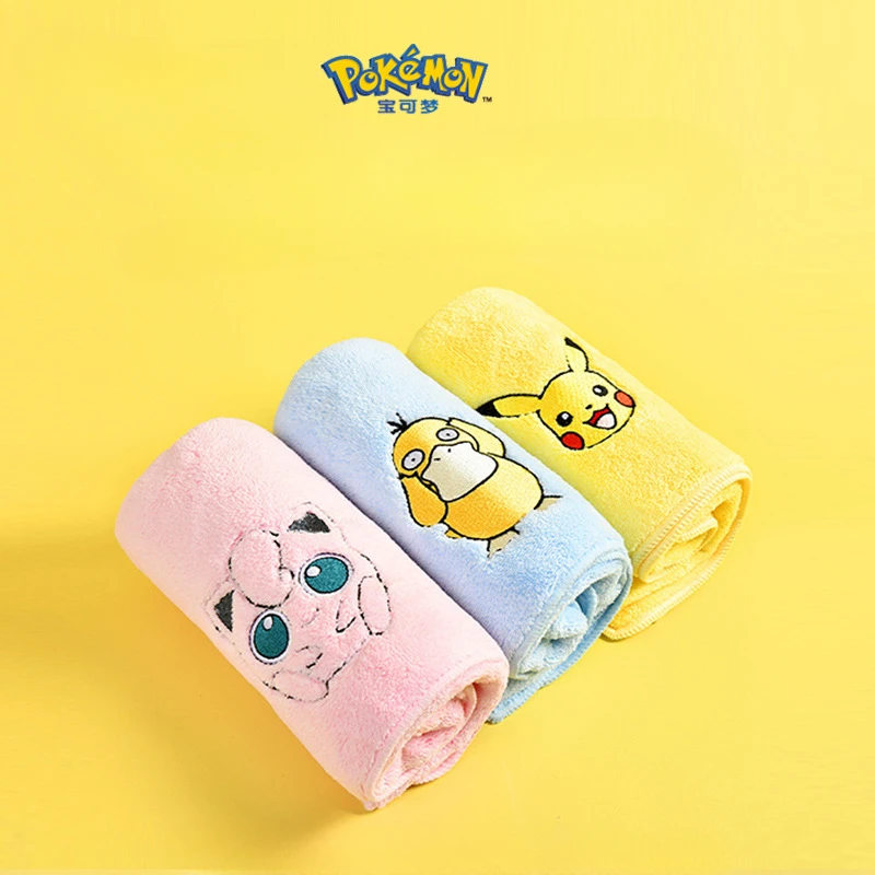 

Pokemon Anime Pikachu Psychduck Coral Plush Towel Cute Cartoon Jigglypuff Soft Strong Water Absorbent Children's Face Wash Towel