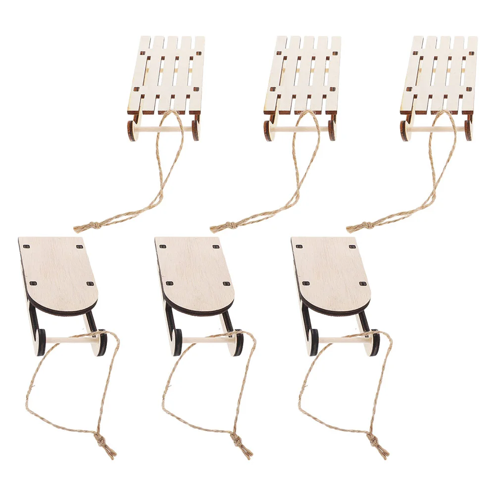 

6pcs Wooden Sleigh Models Sled Table Centerpiece Unfinished Blank Sleigh Pendants