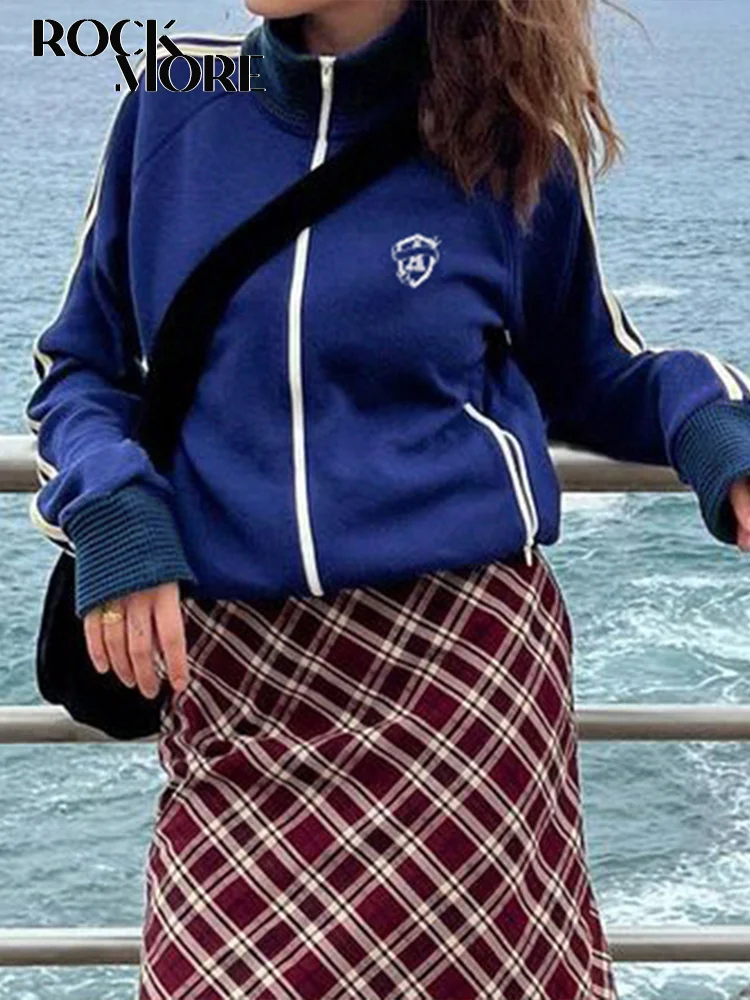 

Rockmore осенние куртки женские Харадзюку карман на молнии с длинным рукавом пальто Y2K уличная консервативный Стиль Повседневная Верхняя одежд...