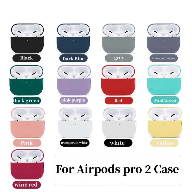 

Liquid soft silicone For Airpods Pro 2 Case [Front LED Visible] Solid Color Silicone dustproof Soft Skin Cover for AirPods Pro 2