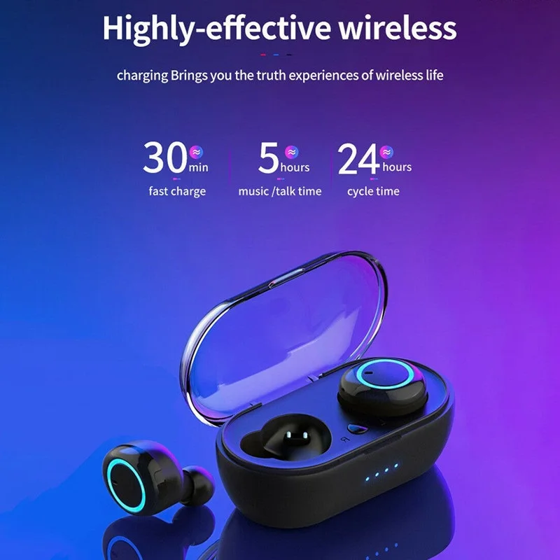 

2023 New Y50 TWS Wireless Headset Bluetooth Touch 9D Stereo Headset Smart Noise Cancellation Sports Music Games With Microphone