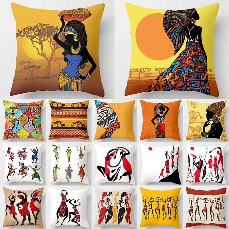 

Чехол в африканском стиле для подушки, наволочка из полиэстера 45*45, наволочка для домашнего декора, 40891