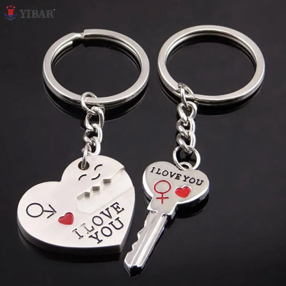 

2pcs Love Heart Key Ring Keyfob Couples Romantic Keychain Lover Gift