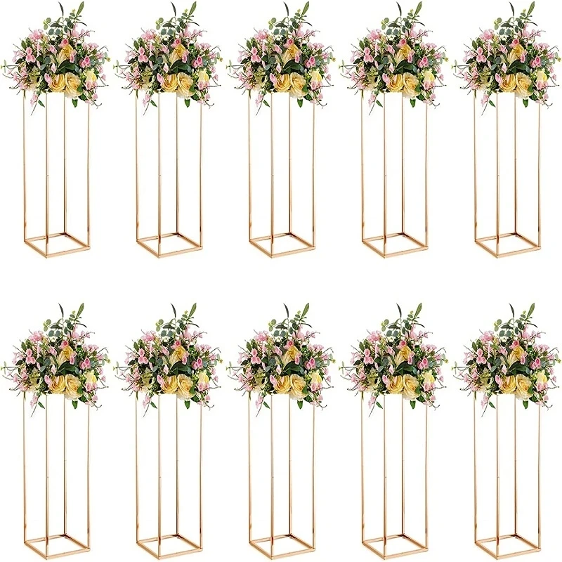 

40/100cmTall Gold Flower Vase Floor Vases Column Stand Metal Road Lead Wedding Table Centerpiece Flower Rack Event Party Decorat