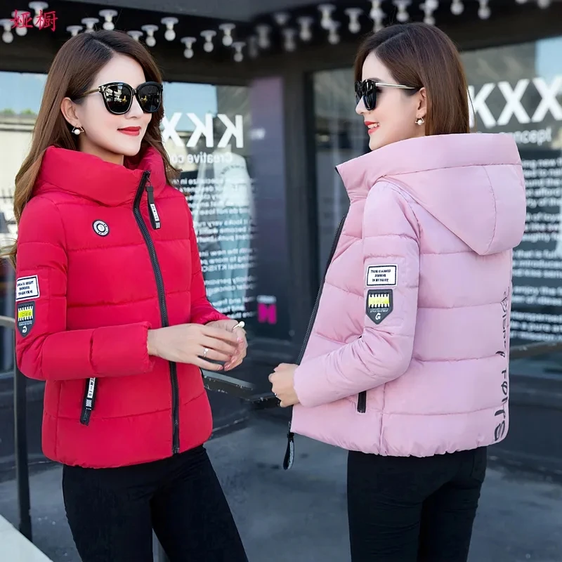 

Hooded Down Cotton Coat Women Clothing 2022 Winter New Korean Slim All-match Padded Jacket Female Large Size Short Thick Parkas