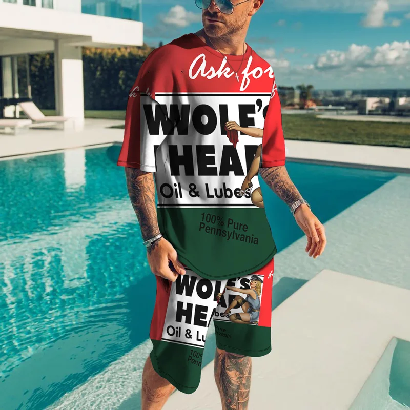 

Summer Men's T-Shirt Shorts Clothes Male Set Suits Track Suit Sportswear Sport Sweat-Shirt Pants Shirts Two Piece Set Man Outfit