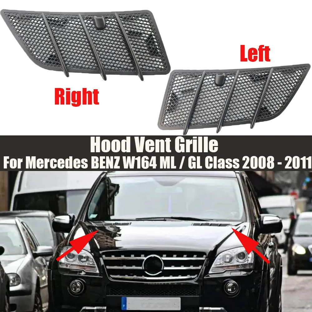 

Black Car Front Driver Hood Air Vent Grille Cover Trim For Mercedes Benz 2008-11 W164 ML63 AMG 1648804305 1648804405 Car Styling