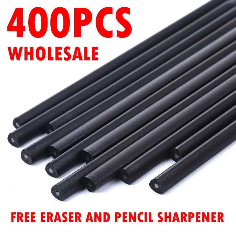 

400pcs Hb Black Wood Non-Toxic Pencils Children'S Corrective Practice Calligraphy Student Sketch Wooden Pencil Office Stationery