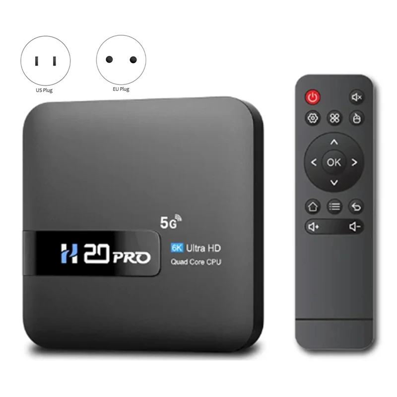 H20PRO Smart Android TV Box 10 2 ГБ 16 6K Медиаплеер ТВ-приставка 4 и 5G WIFI Очень быстрая вилка США