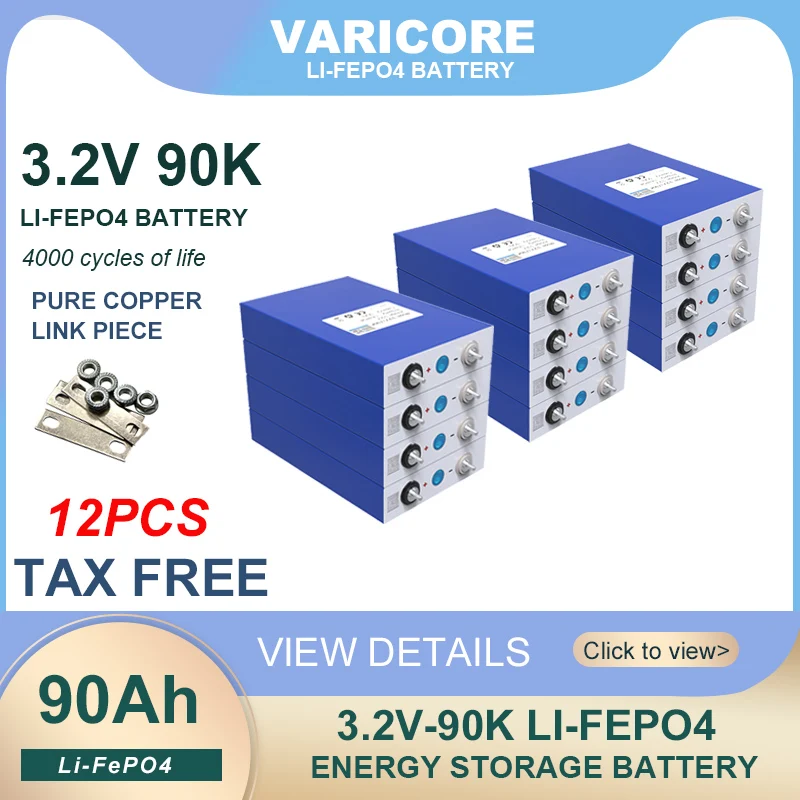 12 шт. VariCore 3 2 В 90 Ач LiFePO4 аккумулятор литий-железо-фосфа DIY 24 RV мотоцикл