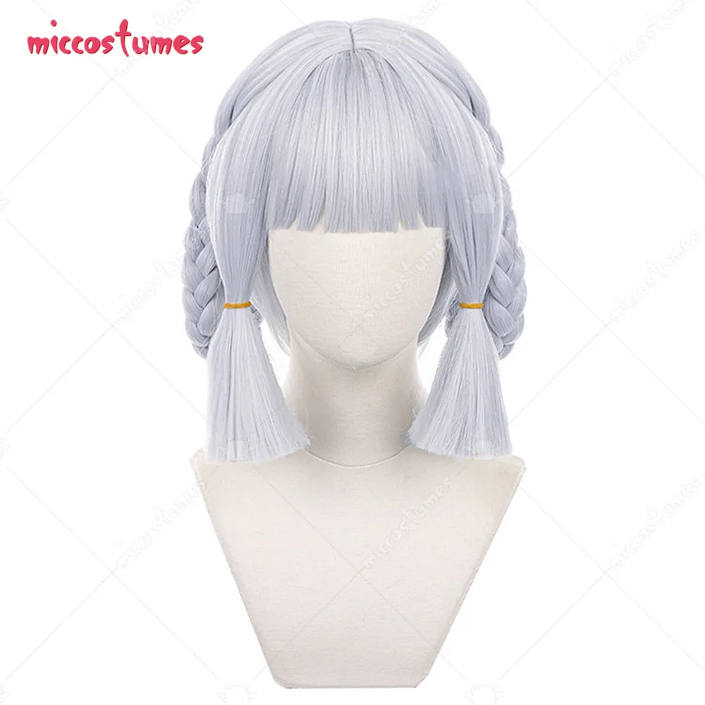 

Women Kamisato Ayaka Silver Double Ponytail Braid Cosplay Wig