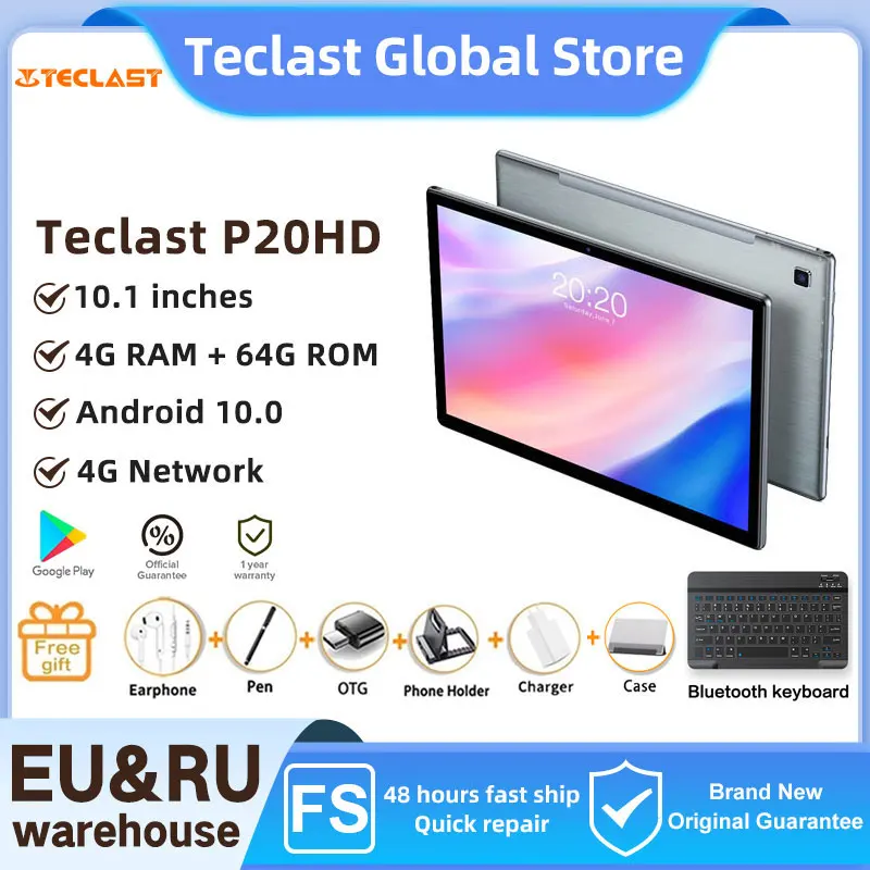

Teclast P20HD планшет, экран 10,1 дюймов, Восьмиядерный, Android 1920x1200, 4 Гб ОЗУ 64 Гб ПЗУ